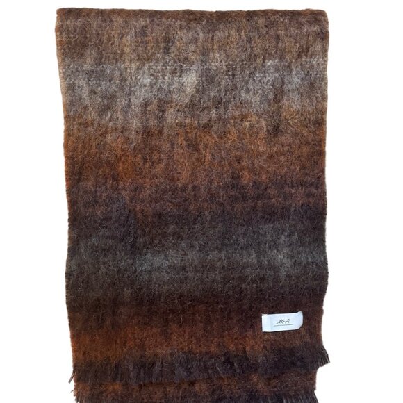 Mr P. - Striped Fringed Mohair-Blend Scarf - Brown - Picture 3 of 3